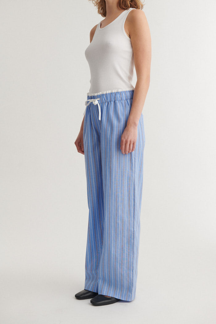 Basic Apparel Siba Pants Bukser 882 Frozen fjord / bright white / sky captain